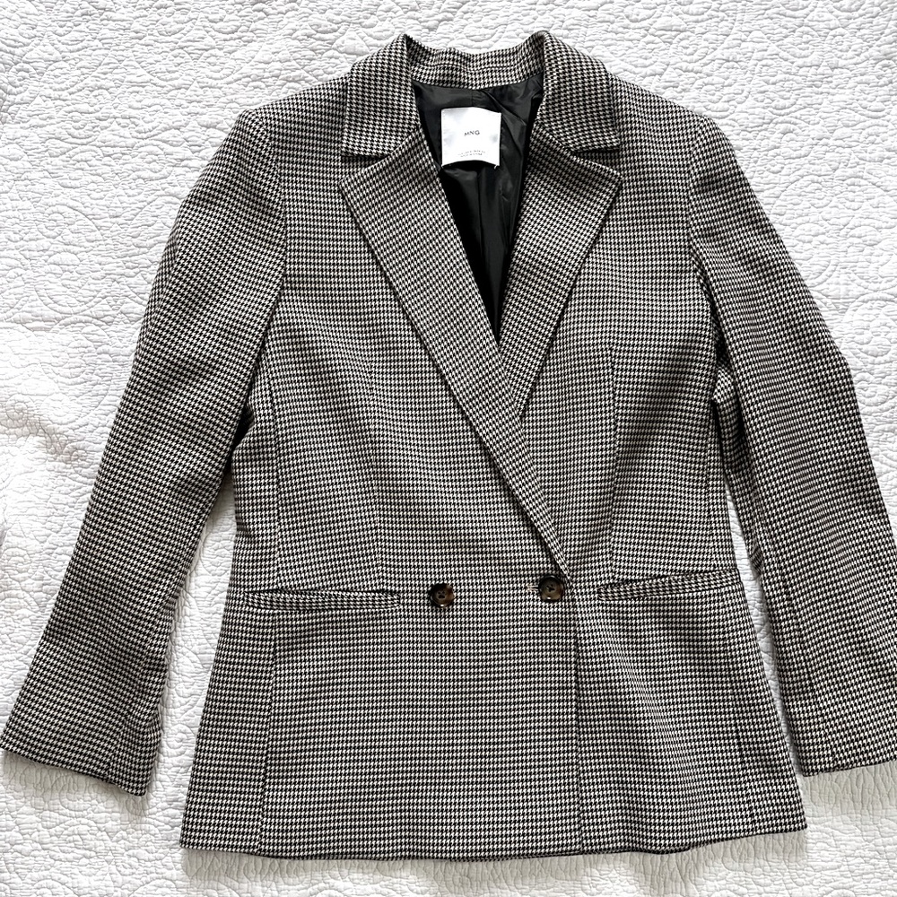 Mango Wrap Check Blazer
